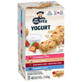 Bars Variety Pack Chewy Whole Grain Snack Bars with Oats and Yogurt Coating Assorted Flavors Individually Wrapped  1.23 oz Each 40 Count Family P